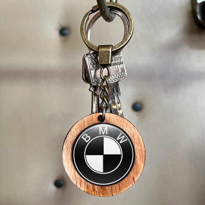 BMW Handmade Keychain Wood Black Edition