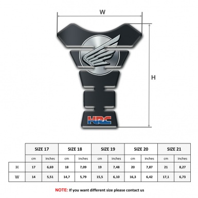 Honda Tank Pad Protector Dark Base Grey Logo HRC Style 