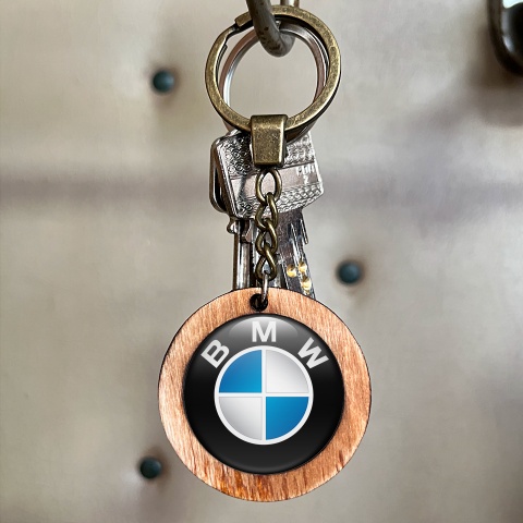 BMW Keychain Handmade from Wood Classic Logo