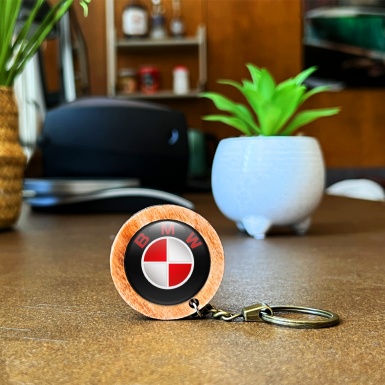 BMW Keychain Handmade from Wood Classic Red Logo