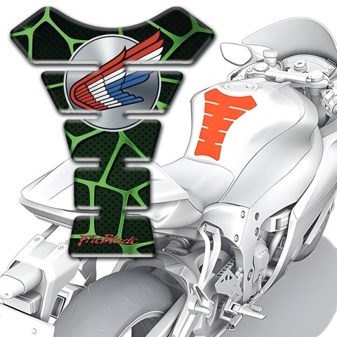 Honda Tank Protector Black with Green Decoration 