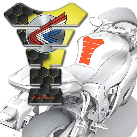 Honda Tank Protector Honeycomb Design with Yellow Motive 
