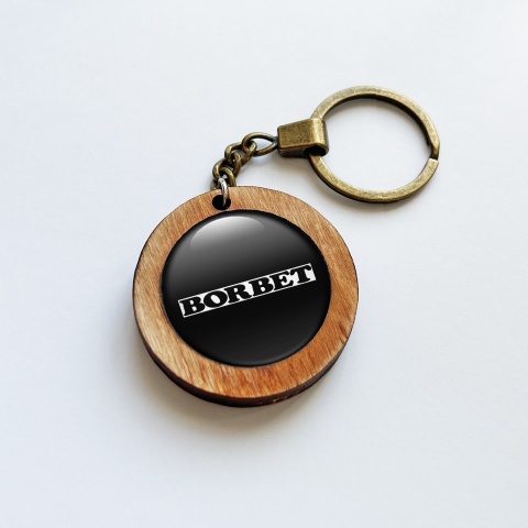 Borbet Keychain Handmade from Wood Classic Black