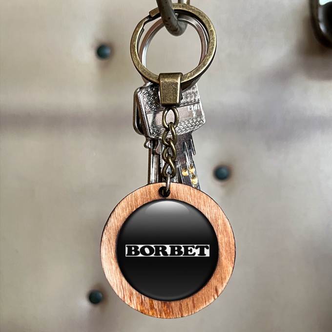 Borbet Keychain Handmade from Wood Classic Black