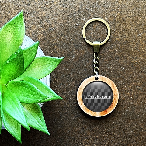 Borbet Keychain Handmade from Wood Carbon