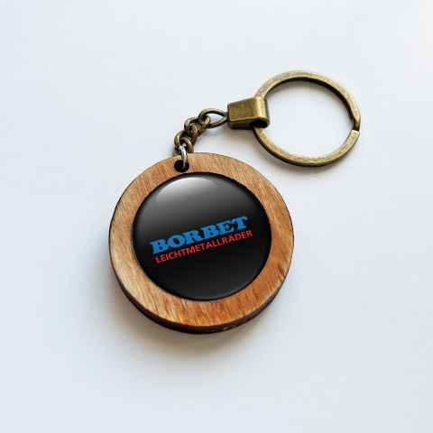 Borbet Wooden Handmade Keychain Black Logo