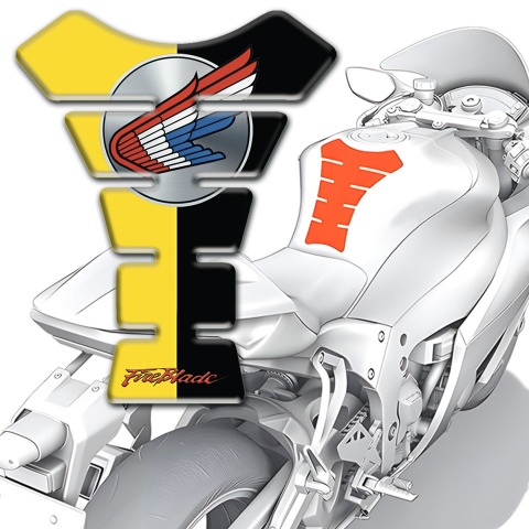 Honda Tank Pad Motorbike Yellow Black halves Base Fire Blade style 