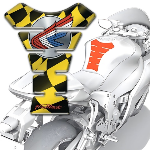 Honda Tank Fuse Black Yellow Figures Decoration 