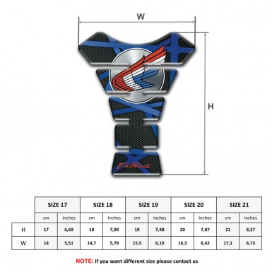 Honda Tank Pad Motorbike Black Base with Blue Crossed Stripes 