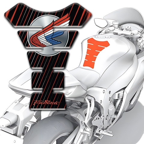 Honda Tank Protector Black Base with Red White Stripes 