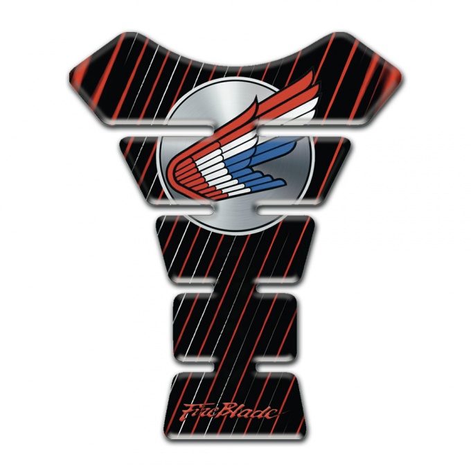 Honda Tank Protector Black Base with Red White Stripes 