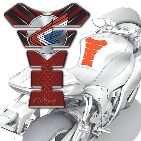 Honda Tank Pad Protector Red Base On Hexagons design 