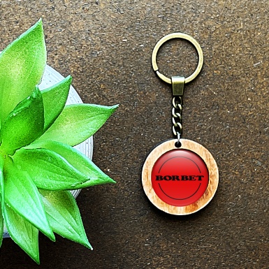 Borbet Key Chain Handmade from Wood Red