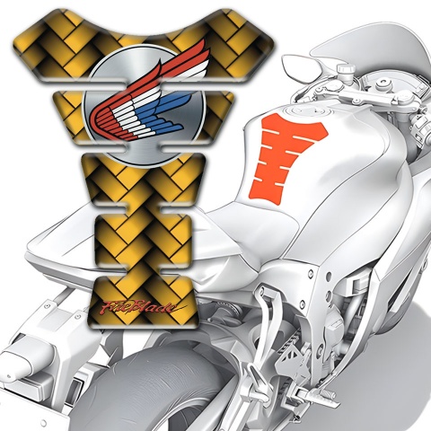 Honda Tank Protector Yellow Braid Effect Fire Blade Style 