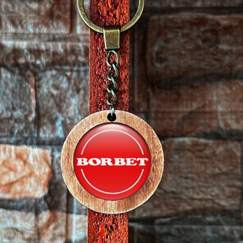 Borbet KeyChain Handmade from Wood Red White