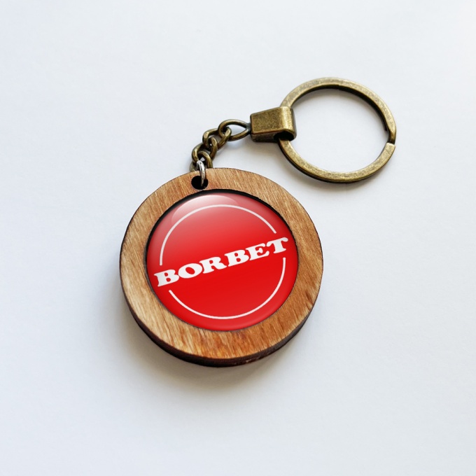 Borbet KeyChain Handmade from Wood Red White