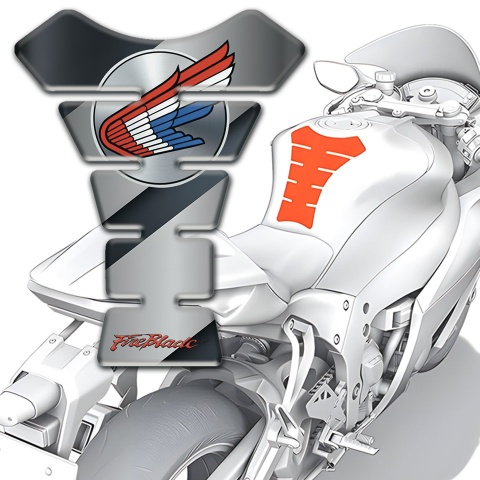 Honda Tank Pad Motorbike Grey Black Strokes Effect 