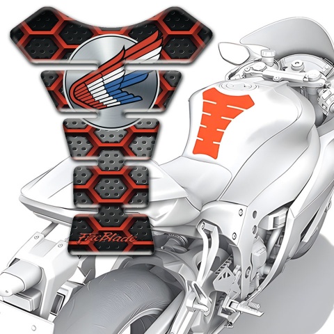 Honda Tank Pad Motorbike Red Outline Figures Colorful Logo 