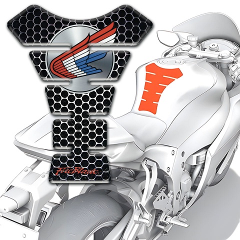 Honda Tank Guard Pads Perforated Metal Base Logo Circle Style 