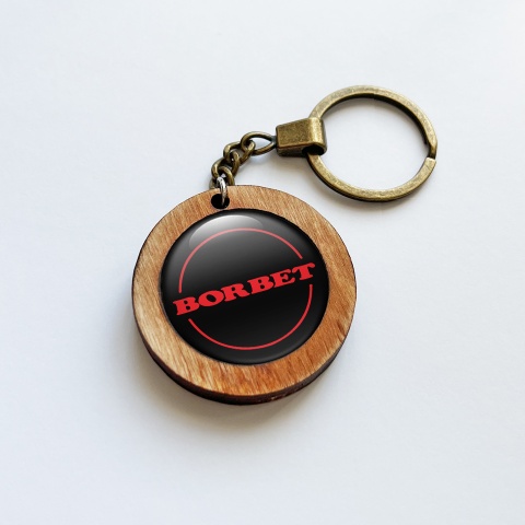 Borbet Wooden Handmade Key Chain Black red