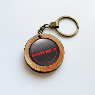 Borbet Wooden Handmade Keychain Red Carbon