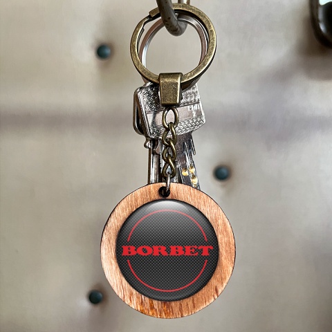 Borbet Wooden Handmade Keychain Red Carbon