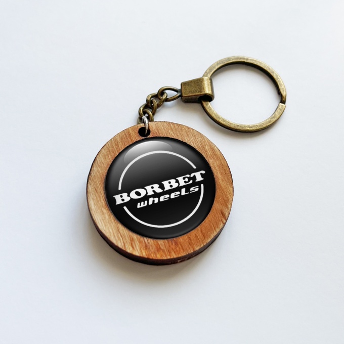 Borbet KeyChain Handmade from Wood Wheels Black