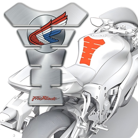 Honda Tank Protector Silver Design base Colorful Logo 