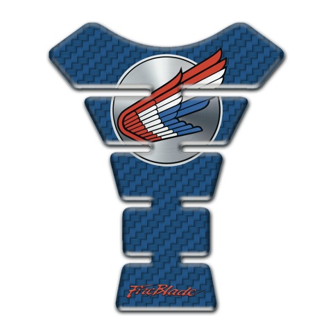 Honda Tank Guard Pads Blue Carbon Base with Grey Round Logo 