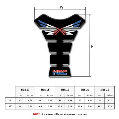 Honda Tank Protector Black Print Logo with wings HRC Style 