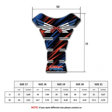 Honda Tank Fuse Colorful base Logo with Wings Style 