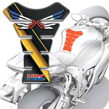 Honda Tank Pad Motorbike Black withYellow Diagonal Band 