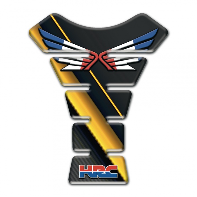 Honda Tank Pad Motorbike Black withYellow Diagonal Band 