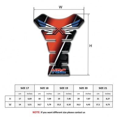 Honda Tank Pad Motorbike Red Black print HRC Version Wings Logo 