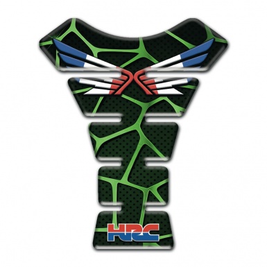 Honda Tank Protector Black with Green Patterns Base Logo with Wings 