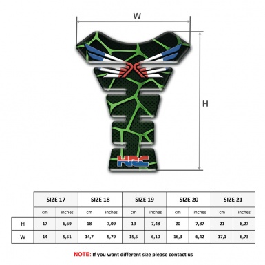 Honda Tank Protector Black with Green Patterns Base Logo with Wings 
