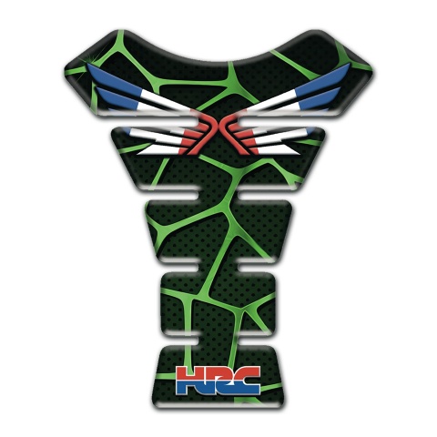 Honda Tank Protector Black with Green Patterns Base Logo with Wings 