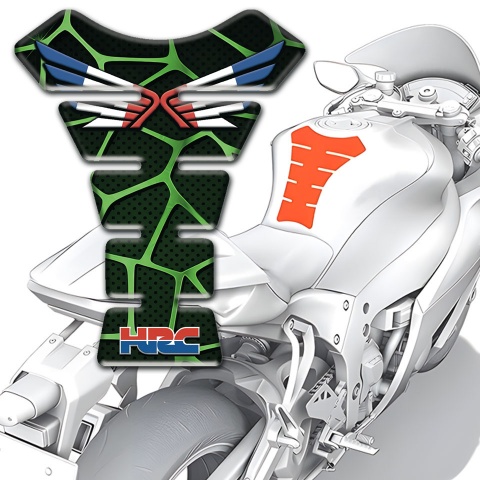 Honda Tank Protector Black with Green Patterns Base Logo with Wings 