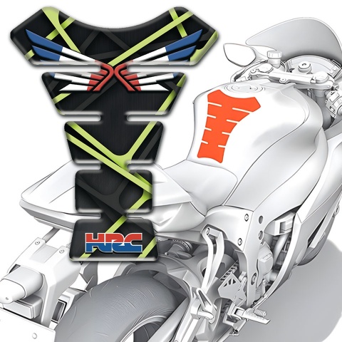 Honda Tank Fuse Motorcycle Black Base with Green Crossed Lines 