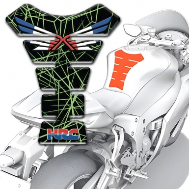 Honda Tank Fuse Black Base with Green Spider web Decoration