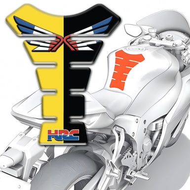Honda Tank Protector Black Yellow Halves Style 