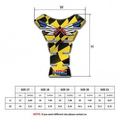Honda Tank Pad Motorbike Yellow Black Figures Base Colorful Wings logo 