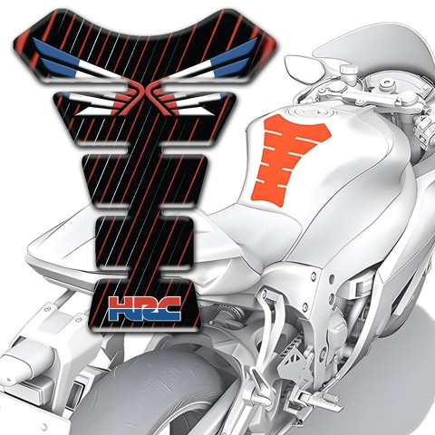 Honda Tank Guard Pads Black Base with Red White Lines HRC Style 