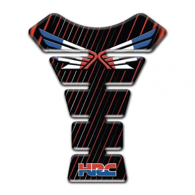 Honda Tank Guard Pads Black Base with Red White Lines HRC Style 