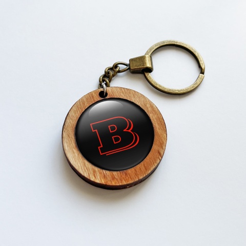 Brabus Wooden Keychain Black Red Edition