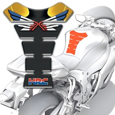 Honda Tank Pad Motorbike Fly Logo Style Black yellow Base Design 