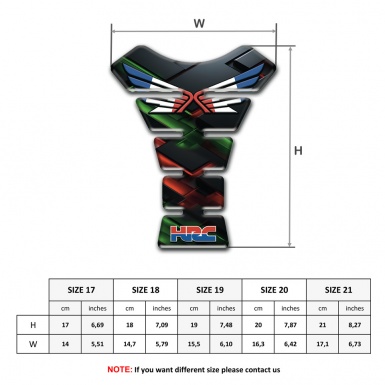 Honda Tank Pad Motorbike HRC Silicone Sticker Logo with Wings 