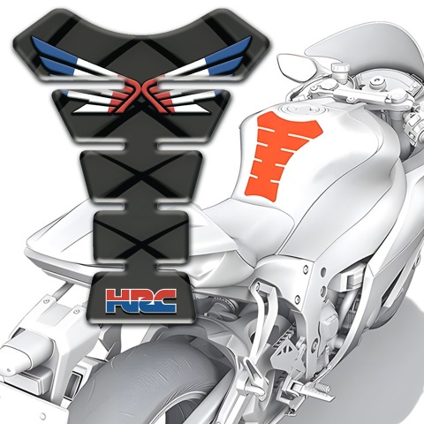 Honda Tank Guard Pads Dark Base with Crossed black lines and Fly Logo Style 