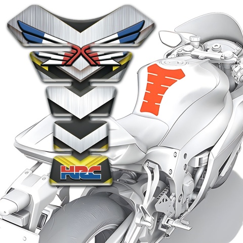 Honda Tank Guard Pads with Silver V Shape Elements 