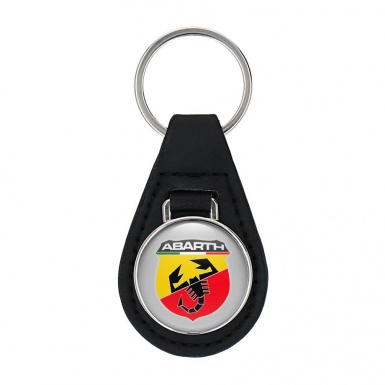 Fiat Abarth Autoschlusselanhanger aus Leder Grau Logo